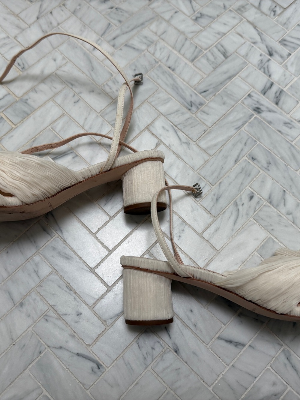 Loeffler Randall Knotted Pleat Bow Slingback Sandals in Cream - Picture 4 of 6